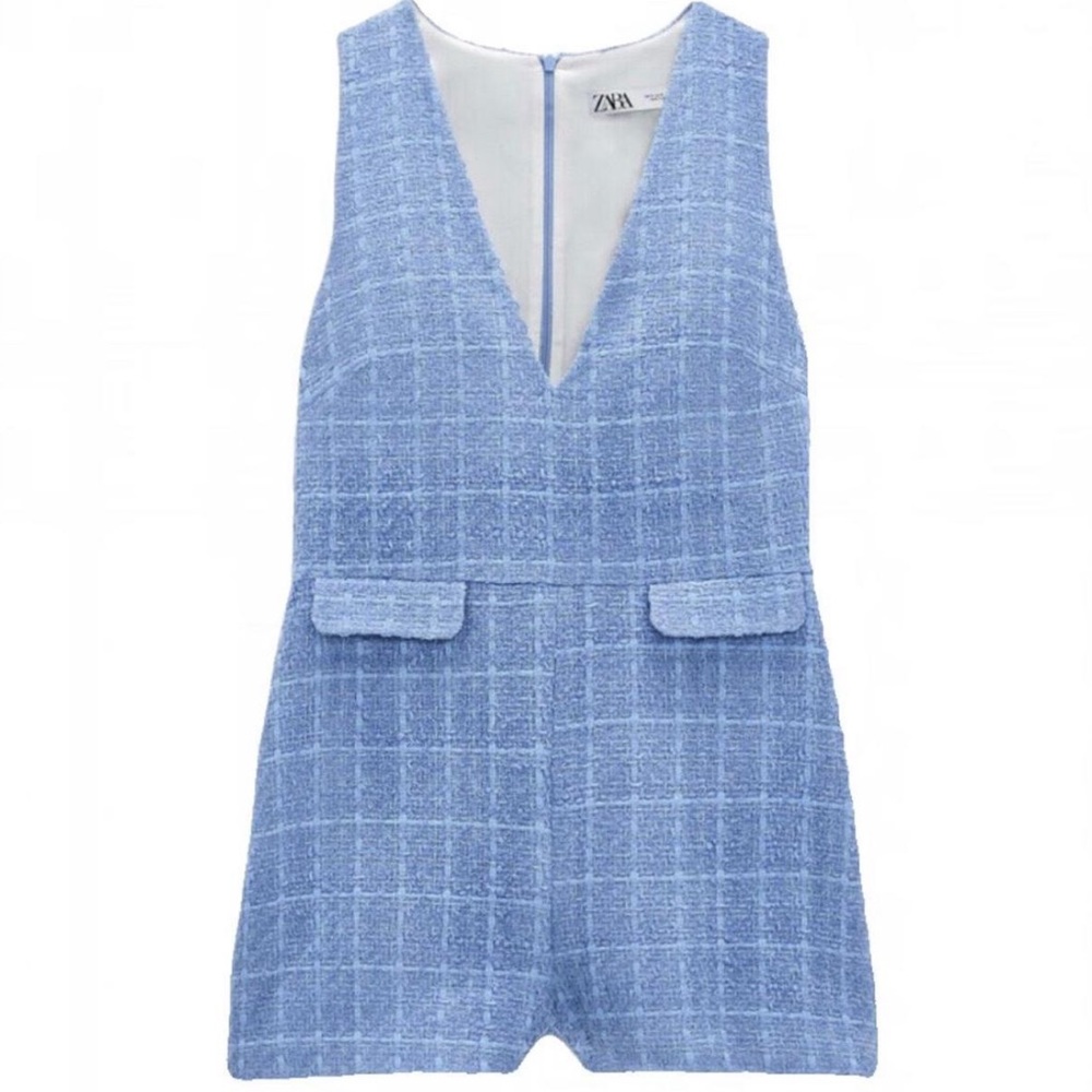 Zara Blue Tweed Romper